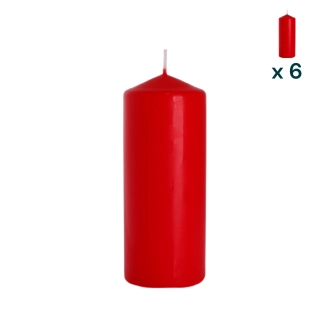 Candela inodore 6 x 15 cm rosso - CONF. RISPARMIO 6 PEZZI