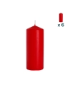 Candela inodore 6 x 15 cm rosso - CONF. RISPARMIO 6 PEZZI
