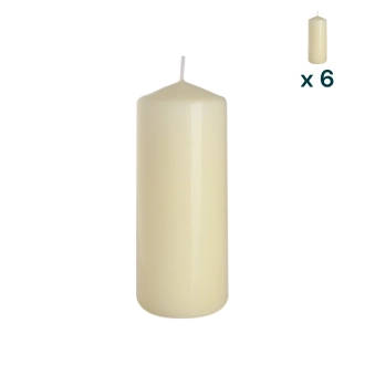 Candela inodore 6 x 15 cm avorio - CONF. RISPARMIO 6 PEZZI