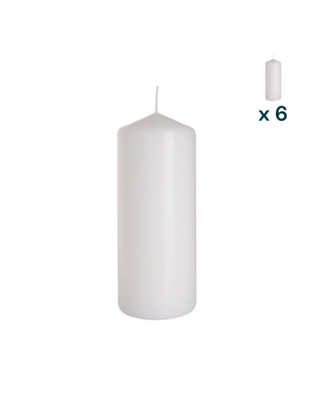 Candela inodore 6 x 15 cm bianco - CONF. RISPARMIO 6 PEZZI