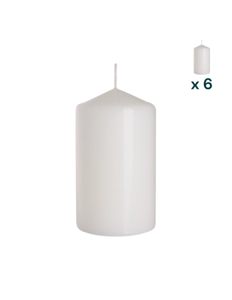 Candela inodore 7 x 12 cm bianco - CONF. RISPARMIO 6 PEZZI
