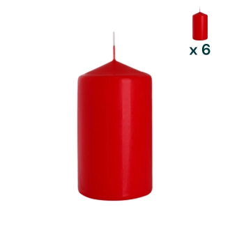 Candela inodore 7 x 12 cm rosso - CONF. RISPARMIO 6 PEZZI