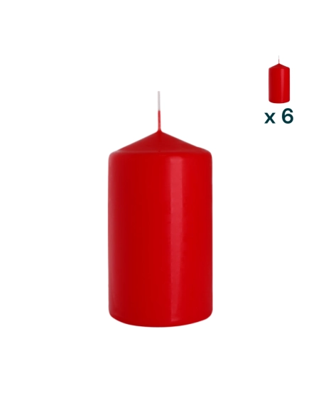 Candela inodore 7 x 12 cm rosso - CONF. RISPARMIO 6 PEZZI