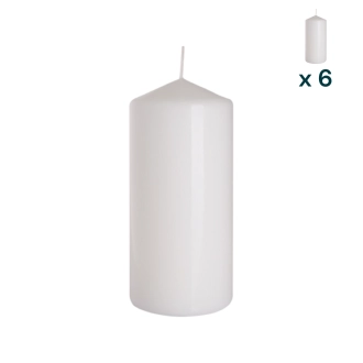 Candela inodore 7 x 15 cm bianco - CONF. RISPARMIO 6 PEZZI
