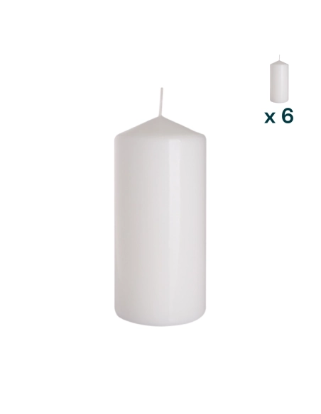 Candela inodore 7 x 15 cm bianco - CONF. RISPARMIO 6 PEZZI