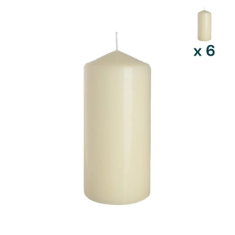 Candela inodore 7 x 15 cm avorio - CONF. RISPARMIO 6 PEZZI