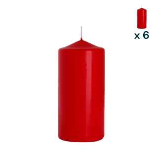 Candela inodore 7 x 15 cm rosso - CONF. RISPARMIO 6 PEZZI