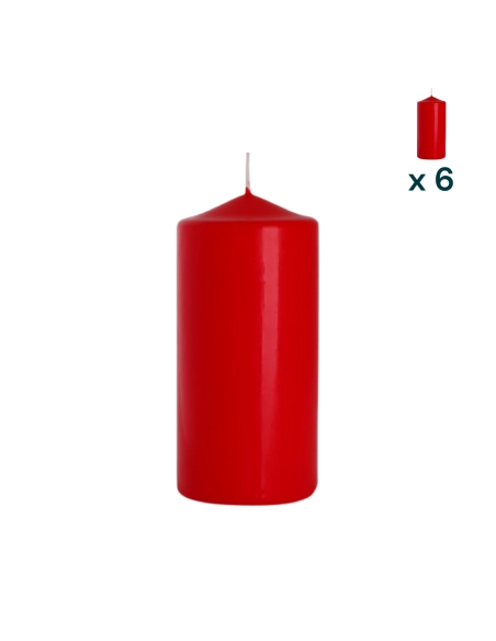Candela inodore 7 x 15 cm rosso - CONF. RISPARMIO 6 PEZZI