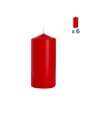 Candela inodore 7 x 15 cm rosso - CONF. RISPARMIO 6 PEZZI