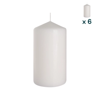 Candela inodore 8 x 15 cm bianco - CONF. RISPARMIO 6 PEZZI