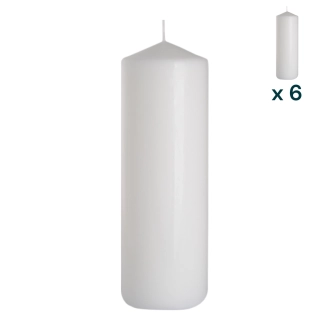 Candela inodore 8 x 25 cm bianco - CONF. RISPARMIO 6 PEZZI