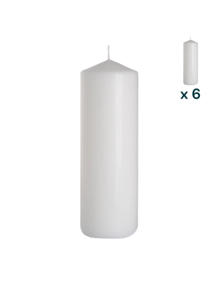 Candela inodore 8 x 25 cm bianco - CONF. RISPARMIO 6 PEZZI