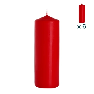 Candela inodore 8 x 25 cm rosso - CONF. RISPARMIO 6 PEZZI
