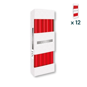 Candele coniche 2,3 x 24,5 cm rosse - PACCO RISPARMIO 12 CONFEZIONI (10 pezzi a confezione)
