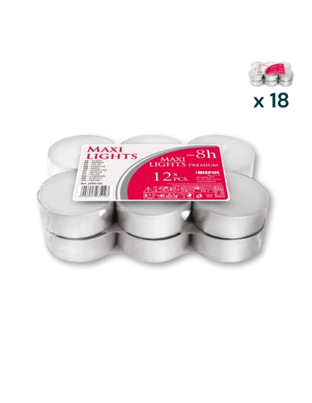 Maxi tealights h. 22mm - PACCO RISPARMIO 18 CONFEZIONI (12 pezzi a confezione)