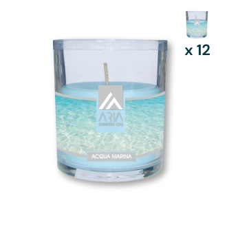 Candela Aria in vetro Acqua marina - CONF. RISPARMIO 12 PZ