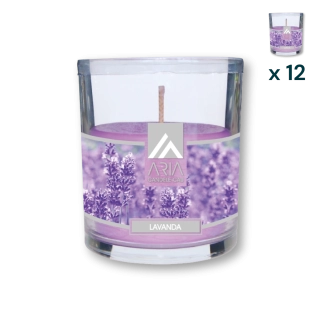 Candela Aria in vetro Lavanda - CONF. RISPARMIO 12 PZ
