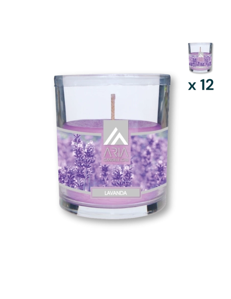 Candela Aria in vetro Lavanda - CONF. RISPARMIO 12 PZ