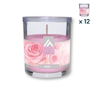 Candela Aria in vetro Rosa - CONF. RISPARMIO 12 PZ