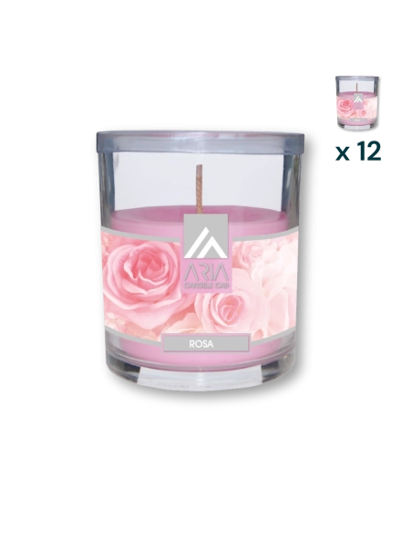 Candela Aria in vetro Rosa - CONF. RISPARMIO 12 PZ