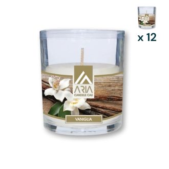 Candela Aria in vetro Vaniglia - CONF. RISPARMIO 12 PZ