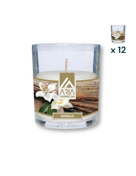 Candela Aria in vetro Vaniglia - CONF. RISPARMIO 12 PZ