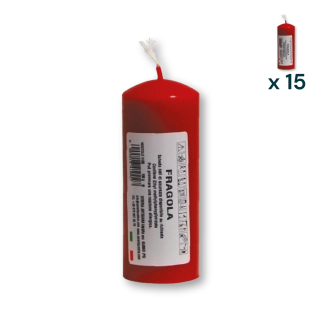 Candela profumata colorata 4 x 10 cm fragola - CONF. RISPARMIO 15 PEZZI