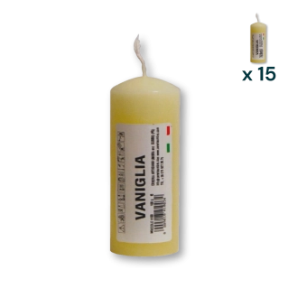 Candela profumata colorata 4 x 10 cm vaniglia - CONF. RISPARMIO 15 PEZZI