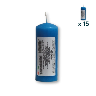 Candela profumata colorata 4 x 10 cm oceano - CONF. RISPARMIO 15 PEZZI