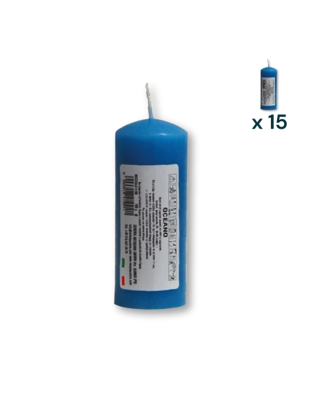 Candela profumata colorata 4 x 10 cm oceano - CONF. RISPARMIO 15 PEZZI