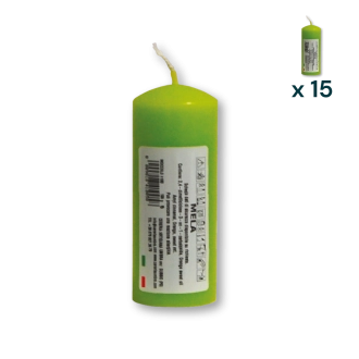 Candela profumata colorata 4 x 10 cm mela - CONF. RISPARMIO 15 PEZZI