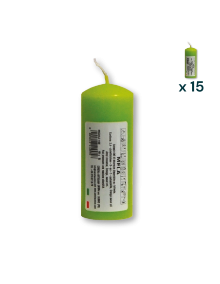 Candela profumata colorata 4 x 10 cm mela - CONF. RISPARMIO 15 PEZZI