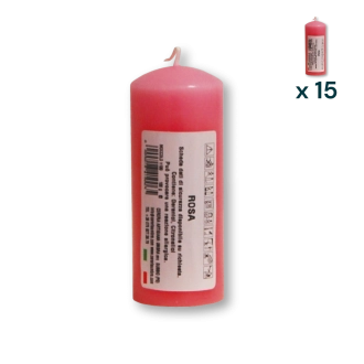 Candela profumata colorata 4 x 10 cm rosa - CONF. RISPARMIO 15 PEZZI