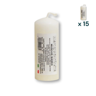 Candela profumata colorata 4 x 10 cm muschio bianco - CONF. RISPARMIO 15 PEZZI