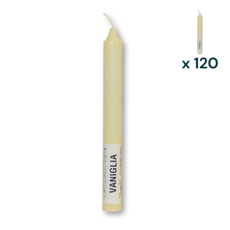 Candela verticale profumata colorata 2,1 x 20 cm vaniglia - CONF. RISPARMIO 120 PEZZI