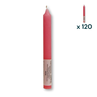 Candela verticale profumata colorata 2,1 x 20 cm rosa - CONF. RISPARMIO 120 PEZZI