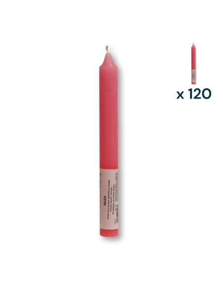 Candela verticale profumata colorata 2,1 x 20 cm rosa - CONF. RISPARMIO 120 PEZZI