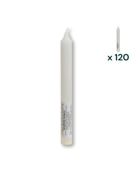 Candela verticale profumata colorata 2,1 x 20 cm muschio bianco - CONF. RISPARMIO 120 PEZZI