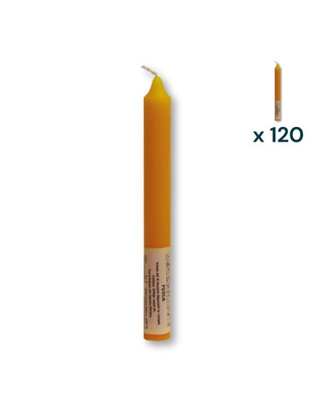 Candela verticale profumata colorata 2,1 x 20 cm pesca - CONF. RISPARMIO 120 PEZZI