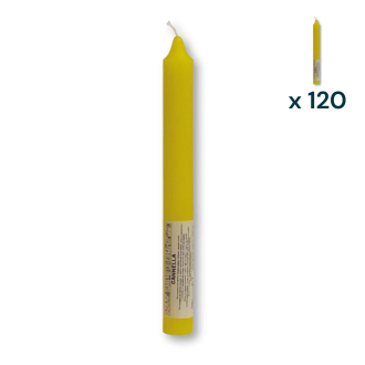 Candela verticale profumata colorata 2,1 x 20 cm cannella - CONF. RISPARMIO 120 PEZZI