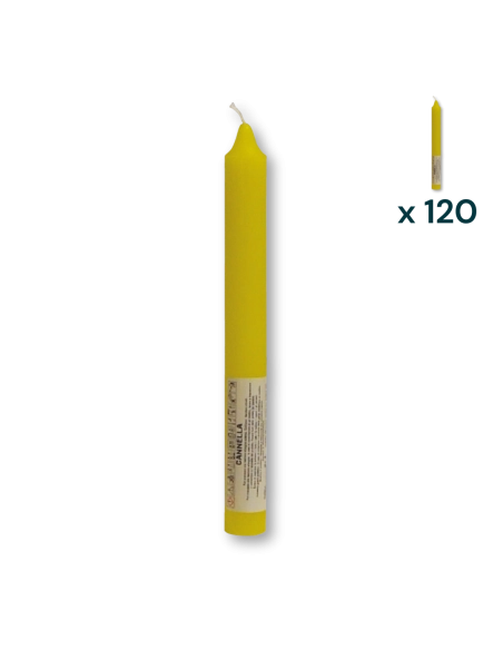 Candela verticale profumata colorata 2,1 x 20 cm cannella - CONF. RISPARMIO 120 PEZZI