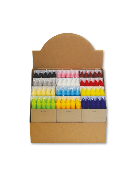 Espositore per candele verticali formato 2,1x20cm (10 pezzi x 12 scomparti)