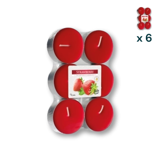 Maxi tealights profumate fragola - PACCO RISPARMIO 6 CONFEZIONI (6 pezzi a confezione)