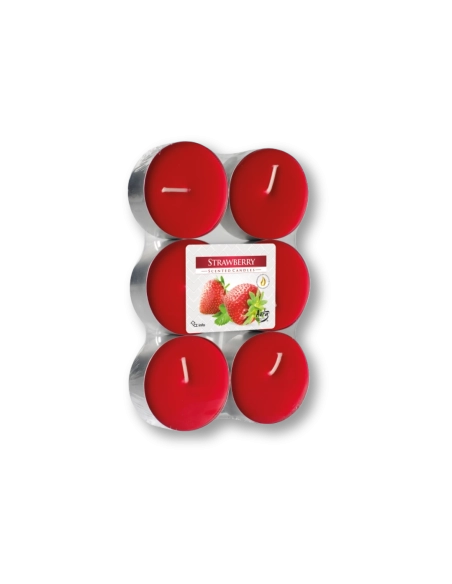 Maxi tealights profumate fragola (confezione 6 pezzi)