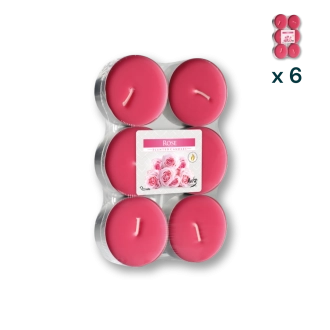 Maxi tealights profumate rosa - PACCO RISPARMIO 6 CONFEZIONI (6 pezzi a confezione)
