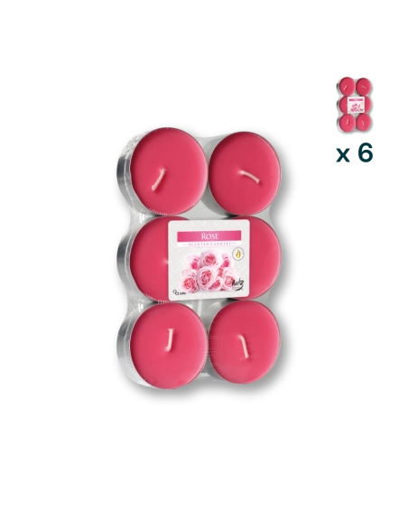 Maxi tealights profumate rosa - PACCO RISPARMIO 6 CONFEZIONI (6 pezzi a confezione)