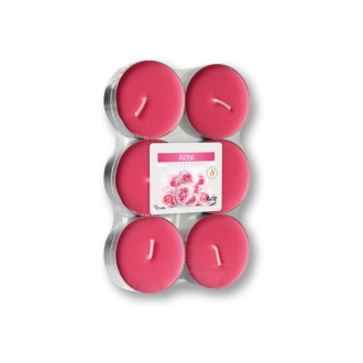 Maxi tealights profumate rosa (confezione 6 pezzi)