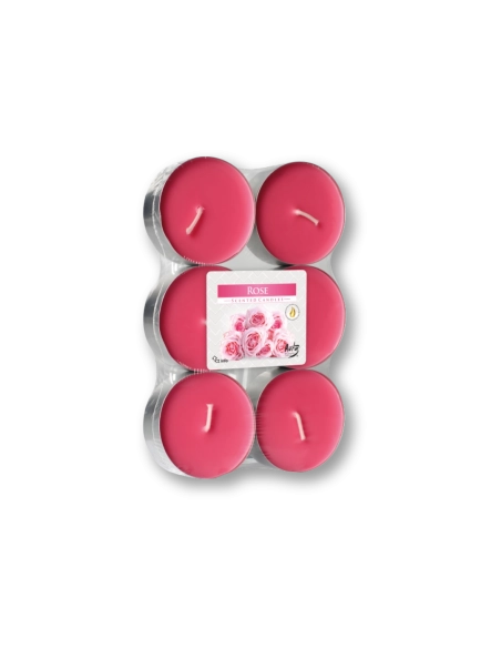 Maxi tealights profumate rosa (confezione 6 pezzi)