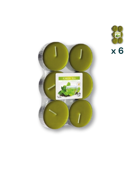 Maxi tealights profumate tè verde - PACCO RISPARMIO 6 CONFEZIONI (6 pezzi a confezione)