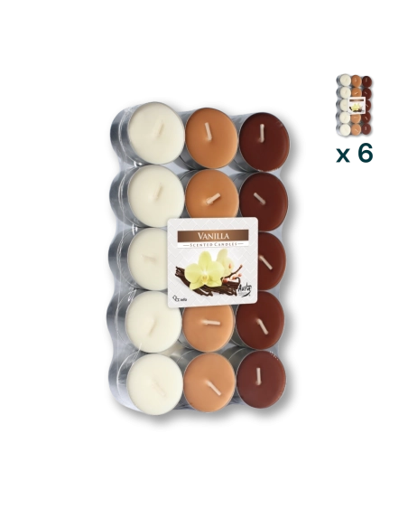 Tealights profumate vaniglia - PACCO RISPARMIO 6 CONFEZIONI (30 pezzi a confezione)